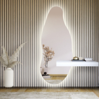 Miroir de forme irrégulière avec découpe d'armoire et éclairage - BARYT LED