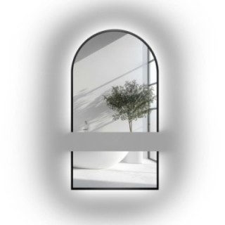 Miroir semi-ovale pour coiffeuse en mdf noir cadre en deux parties -BERDO LED - couleur du cadre au choix