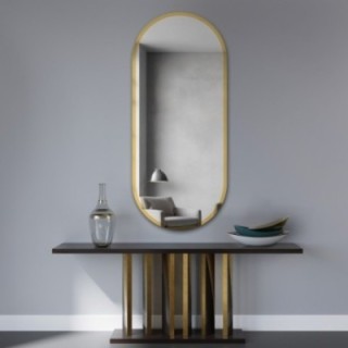 Miroir ovale dans un cadre doré brillant - BONITA