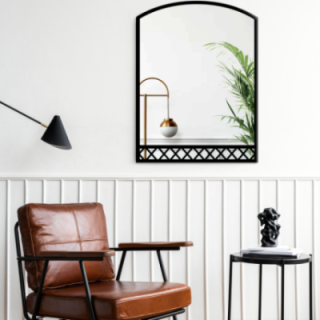 Miroir de fenêtre de grenier avec barreaux en MDF - BRUNO - couleur du cadre au choix