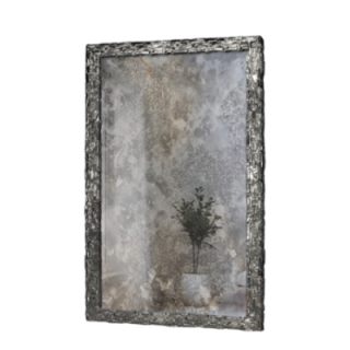 Miroir mural élégant dans un cadre argenté avec panneau vieilli - CLAUDE SILVER