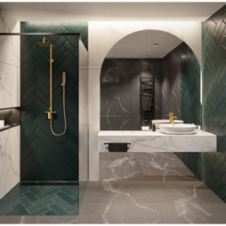 Miroir semi-ovale de salle de bain en deux parties - FRANK