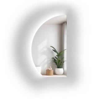 Miroir de salle de bain semi-circulaire avec bord inférieur coupé et éclairage LED – HELENA LED