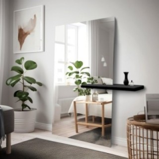 Miroir rectangulaire moderne sur pied avec étagère - AGIS SHELF