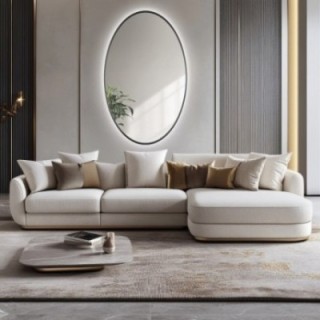 Miroir elliptique en MDF noir cadre SLIM avec éclairage - ELIZA LED