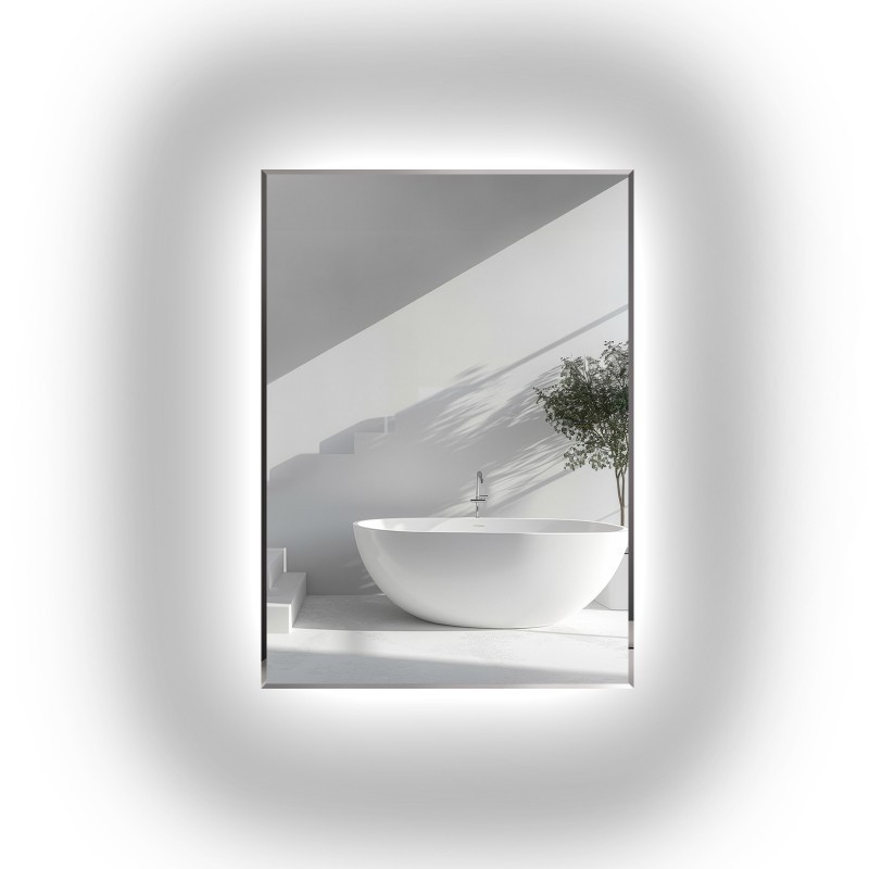 Miroir rectangulaire éclairé avec chanfrein réfléchissant - FAZA LED