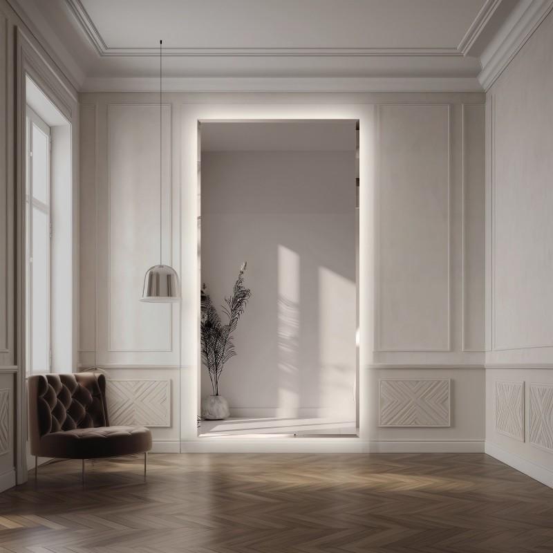 Miroir rectangulaire éclairé avec chanfrein réfléchissant - FAZA LED