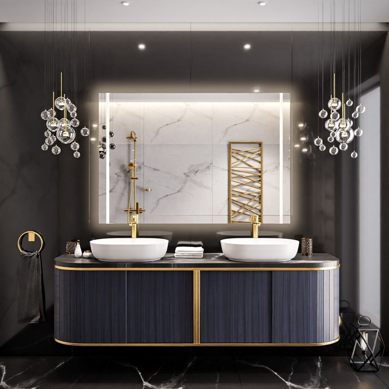 Miroir de salle de bain rectangulaire avec éclairage - FLAWIA LED