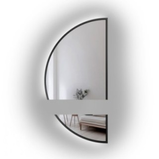 Miroir semi-circulaire en deux parties dans un cadre avec éclairage - DOPPIO IN LED FRAME
