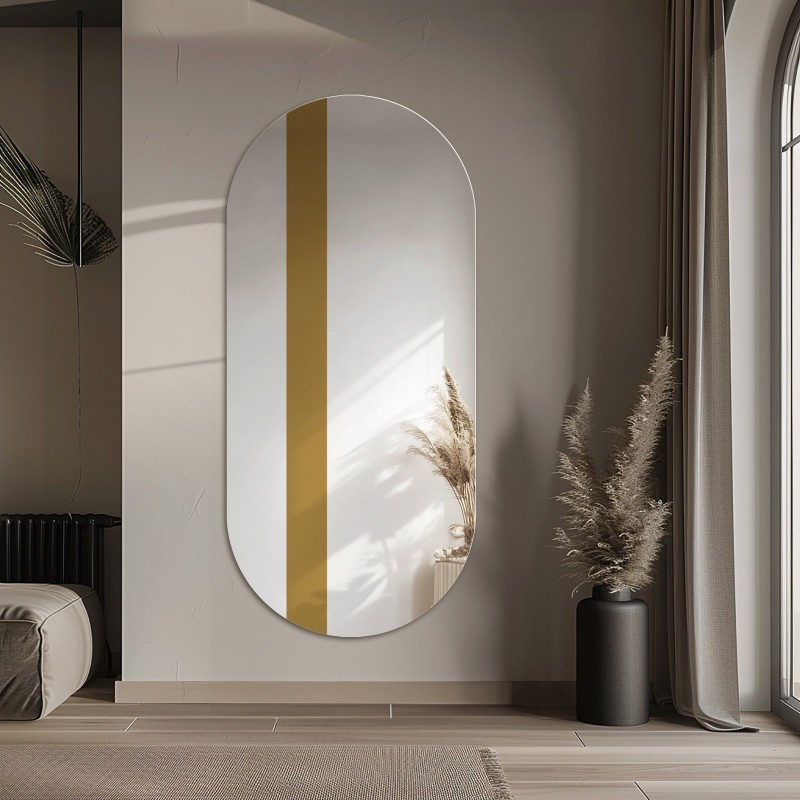 Miroir ovale avec bande décorative en or brillant - EMMA