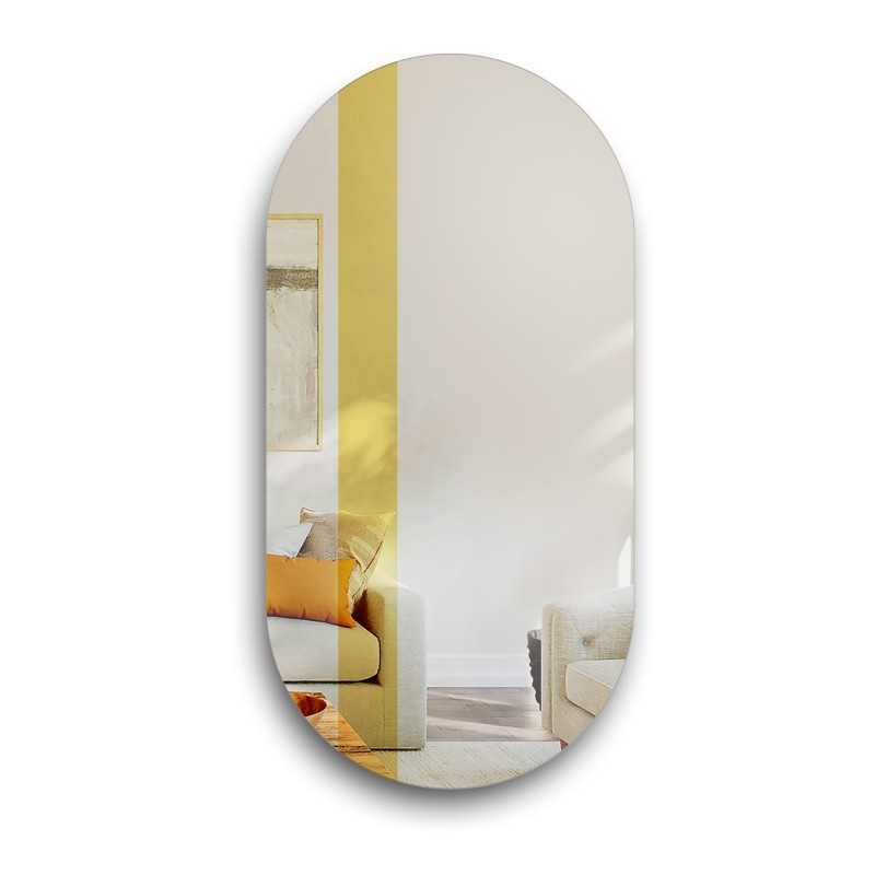 Miroir ovale avec bande décorative en or brillant - EMMA