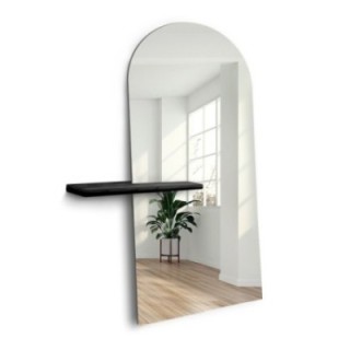 Miroir semi-ovale sur pied moderne avec étagère - FRANK SHELF