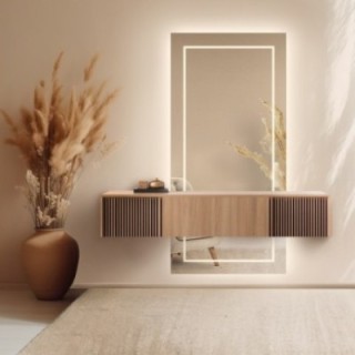 Miroir rectangulaire en deux parties avec éclairage - MENA LED