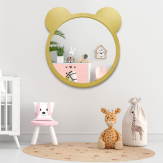 Miroir mural décoratif pour enfant dans un cadre en mdf - OURSON