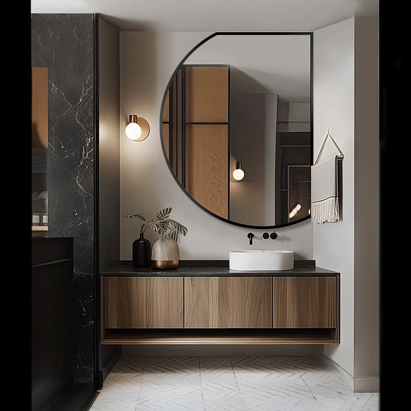 Miroir de forme irrégulière avec cadre en mdf noir mat - ODETTA