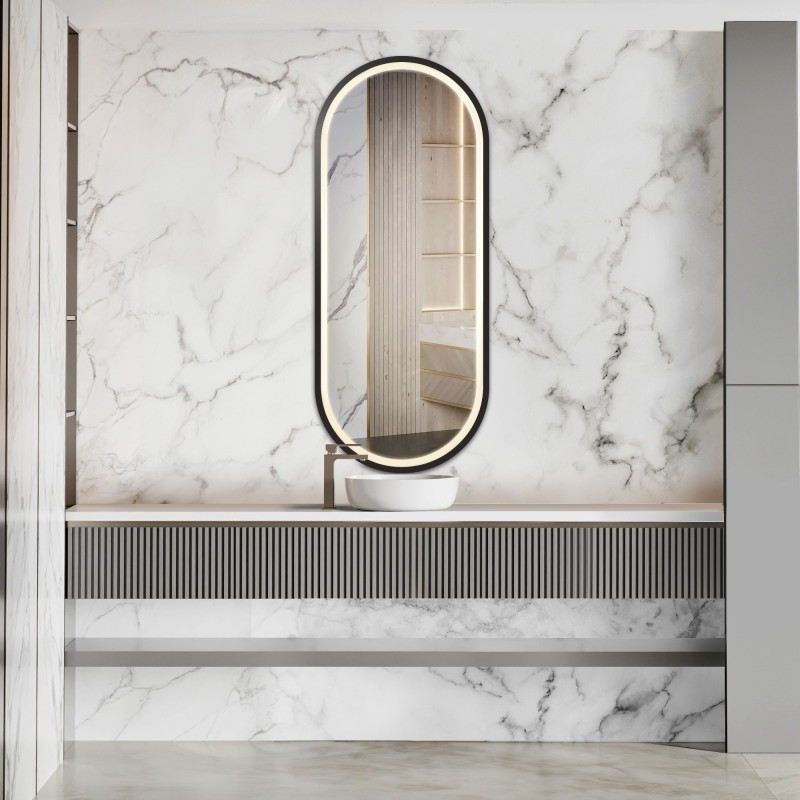 Miroir ovale dans un cadre en mdf avec éclairage - OSKAR LED II