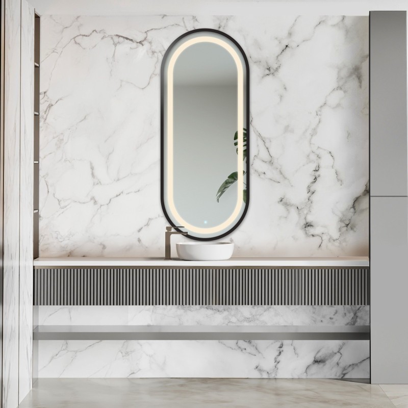 Miroir ovale dans un cadre en mdf avec éclairage - OSKAR IN LED FRAME III