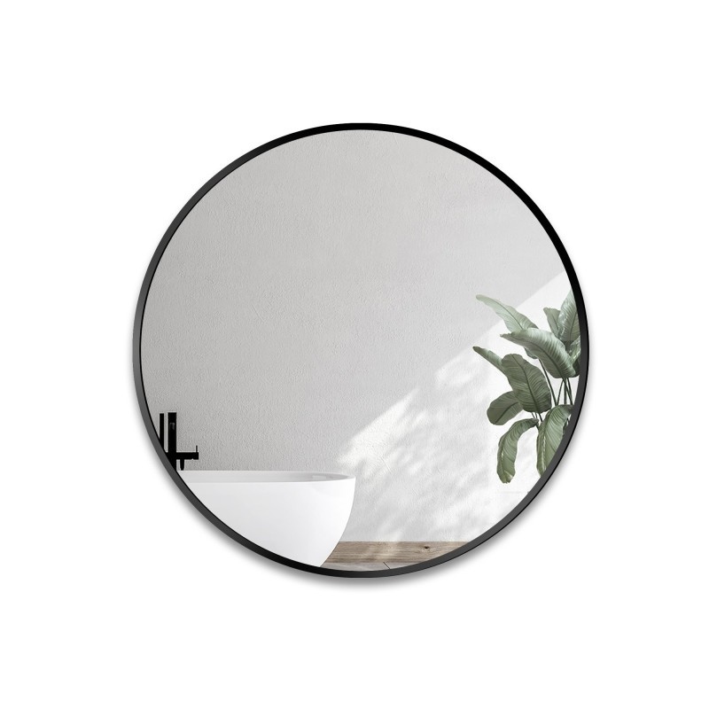 Miroir rond dans un cadre noir en MDF SLIM – OTYLIA
