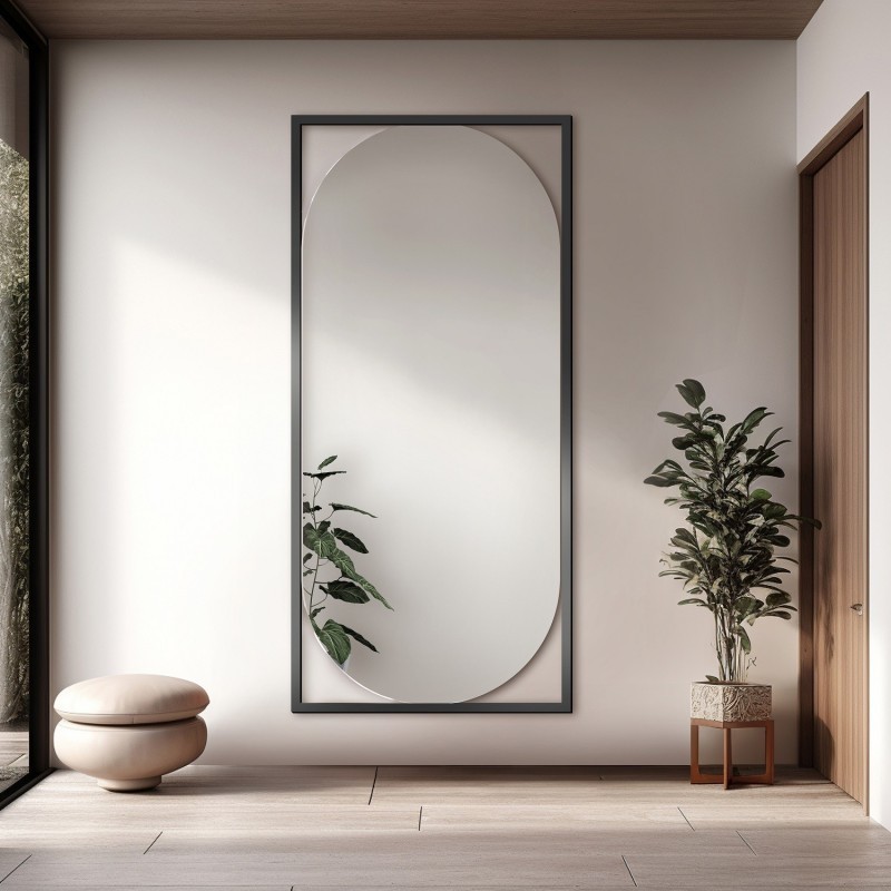 Miroir ovale moderne avec cadre en bois - RENA