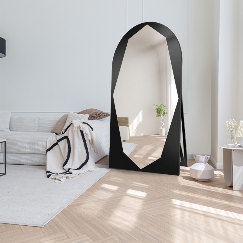 Miroir debout demi-ovale organique dans un cadre MDF - RIOLIT SUR PIED