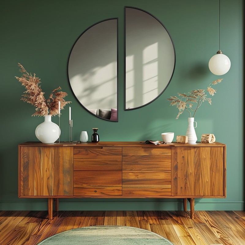 Jeu de demi-roues en MDF noir cadre SLIM - HILDA SET - couleur du cadre au choix