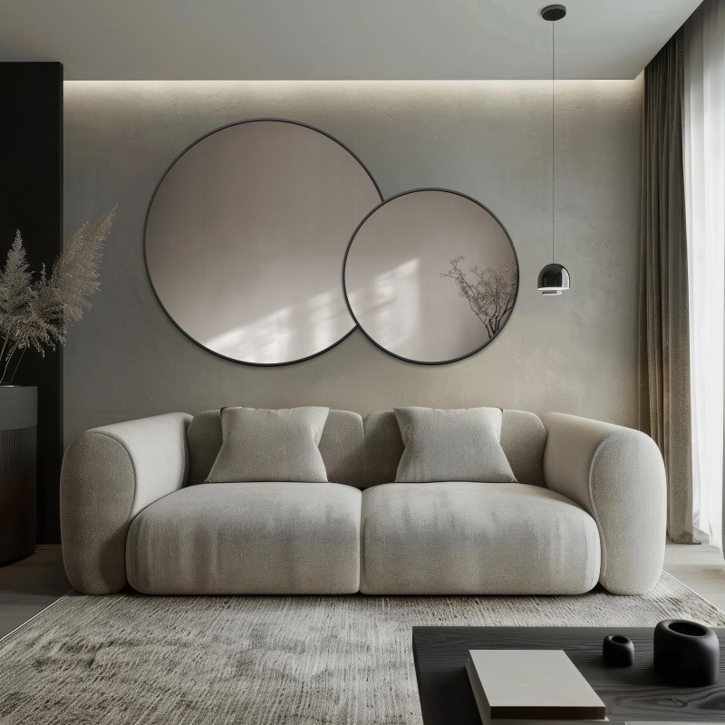 Miroir rond dans un cadre fin en mdf - DOTTI
