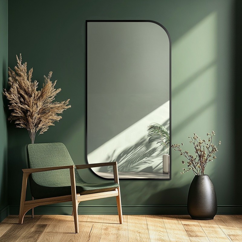 Miroir en MDF noir cadre SLIM - teardrop - couleur du cadre au choix