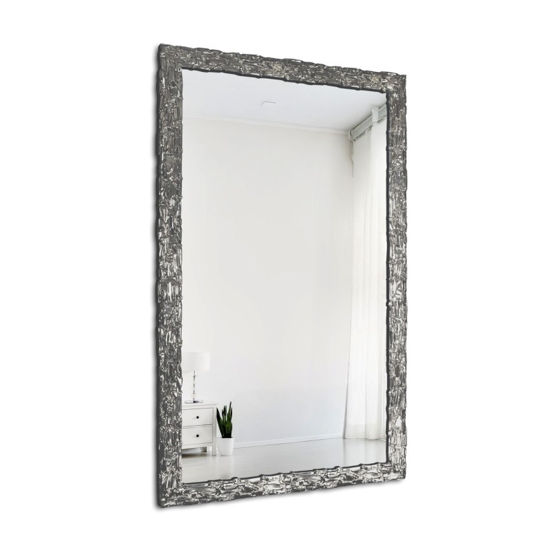 Miroir mural de luxe avec cadre argenté richement décoré  - 9003002