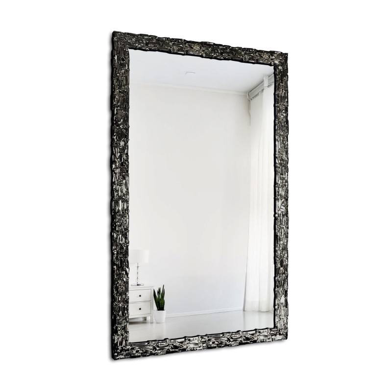 Miroir mural de luxe dans un cadre couleur graphite richement décoré  - 9003003
