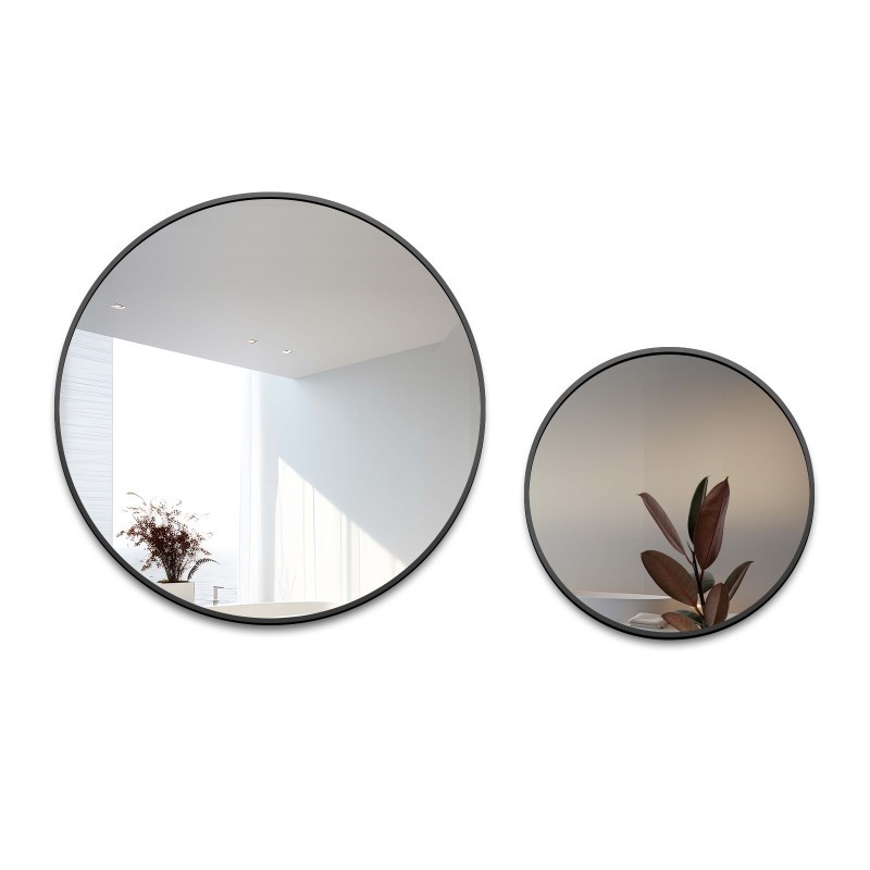 Set de miroirs ronds dans un cadre MDF noir SLIM - OTYLIA SET - couleur du cadre au choix