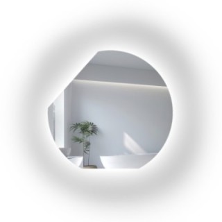 Miroir rond sous pente avec côtés biseautés et éclairage LED – OLGA LED