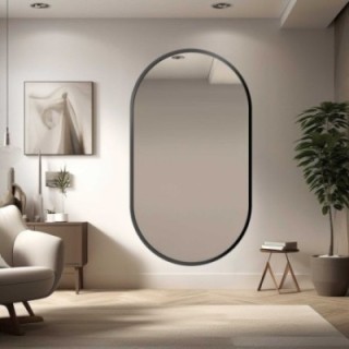 Miroir ovale en mdf noir mat - cadre OSKAR - couleur du cadre au choix