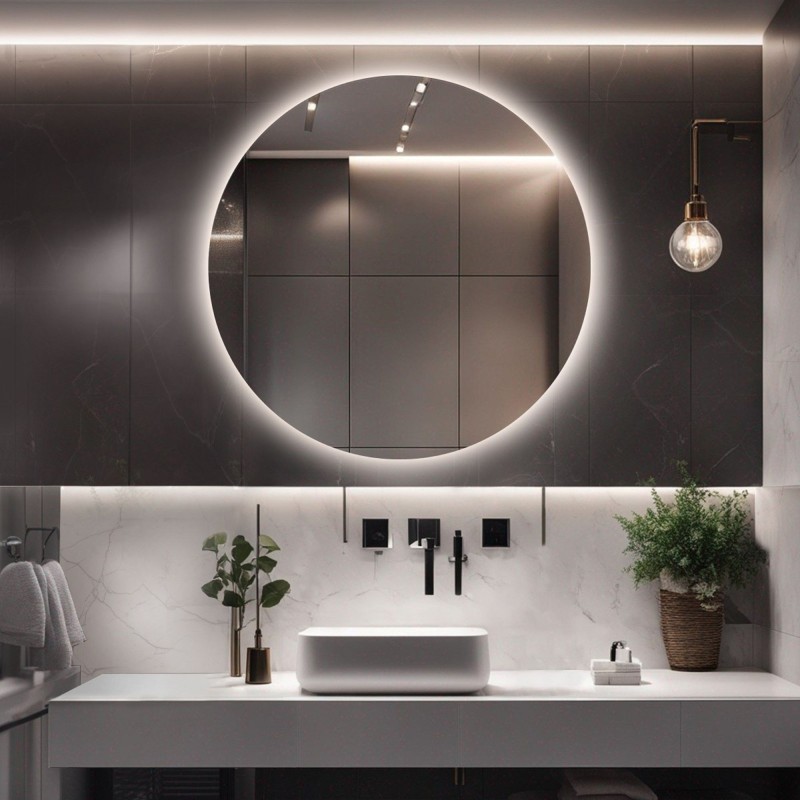 Miroir de salle de bain rond avec éclairage - CERCLE LED