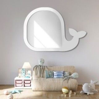 Miroir mural décoratif pour enfant dans un cadre en mdf - BALEINE