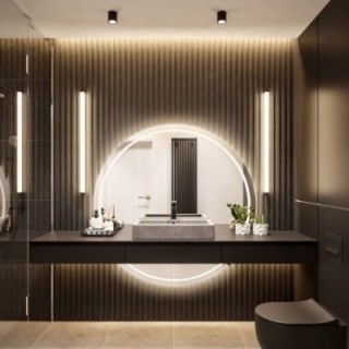 Miroir de salle de bains rond en deux parties avec éclairage WIRO LED I