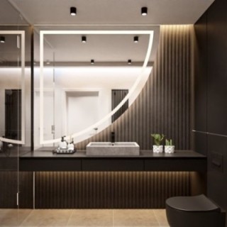 Miroir de salle de bains en quart de cercle avec éclairage - QUART LED II