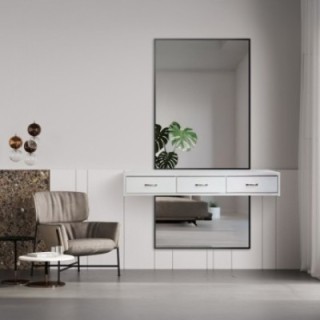 Miroir avec cadre noir pour coiffeuse en deux parties - 1503 - couleur du cadre au choix