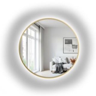 Miroir rond en MDF doré cadre SLIM avec éclairage - OTYLIA LED - couleur du cadre au choix