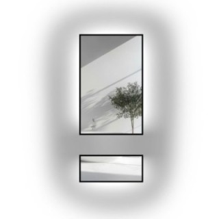 Miroir en cadre noir pour coiffeuse en deux parties avec éclairage LED - 1503 LED - couleur de cadre au choix