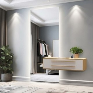 Grand miroir rectangulaire pour salle de bains avec découpe de meuble avec éclairage - AGIS LED