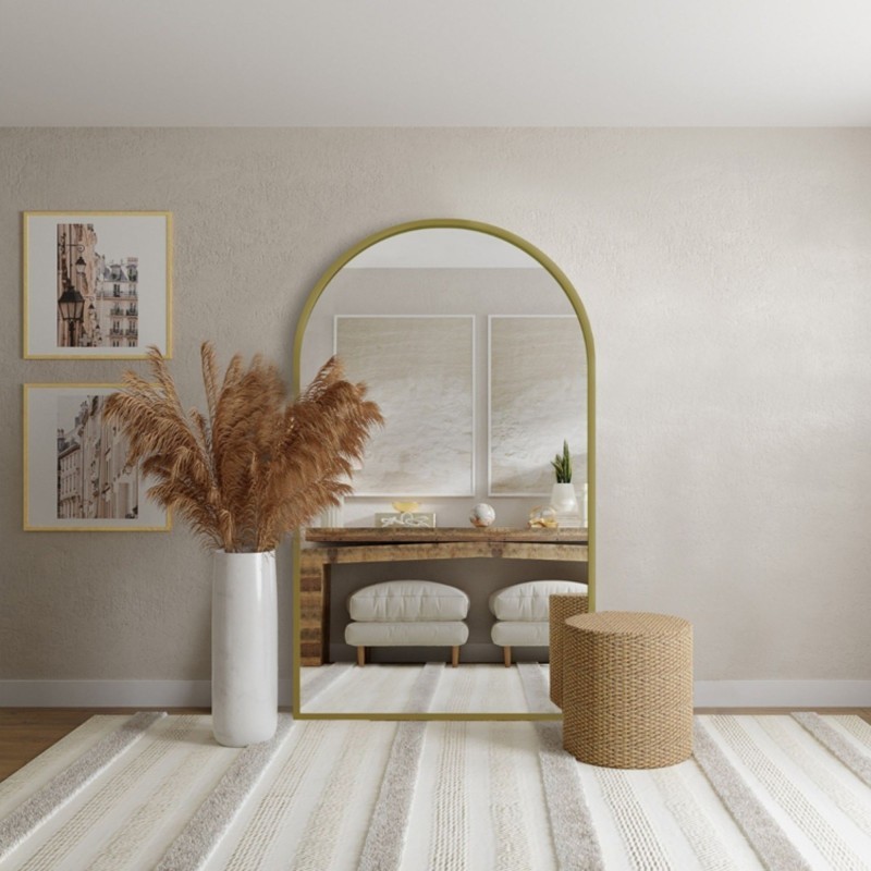 Miroir semi-ovale dans un cadre en MDF doré SLIM -  DOMI -  Couleur du cadre au choix