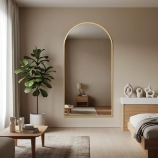 Miroir semi-ovale dans un cadre en MDF doré SLIM -  DOMI -  Couleur du cadre au choix