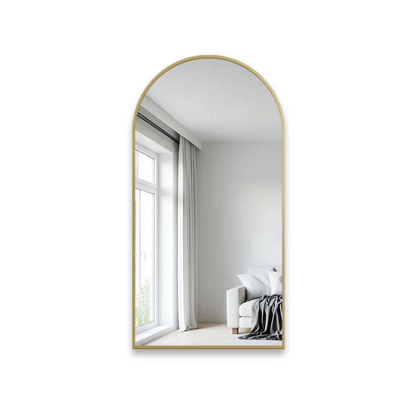 Miroir semi-ovale dans un cadre en MDF doré SLIM -  DOMI -  Couleur du cadre au choix