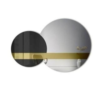 Jeu de miroirs décoratifs panneau or et laqué noir - GOLD MOON