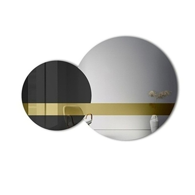 Jeu de miroirs décoratifs panneau or et laqué noir - GOLD MOON
