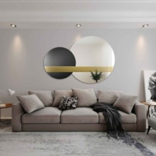 Jeu de miroirs décoratifs panneau or et laqué noir - GOLD MOON
