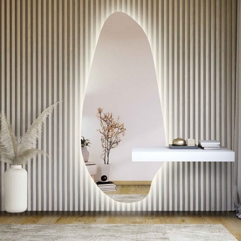 Miroir de forme irrégulière avec découpe d'armoire et éclairage - JASPIS LED