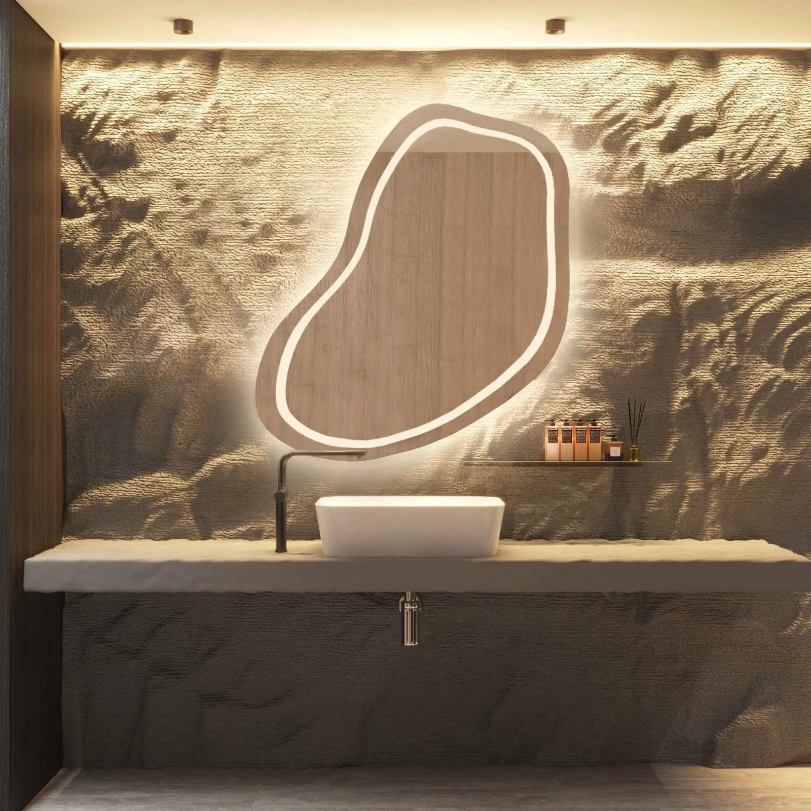 Miroir de salle de bains de forme irrégulière KWARC LED II