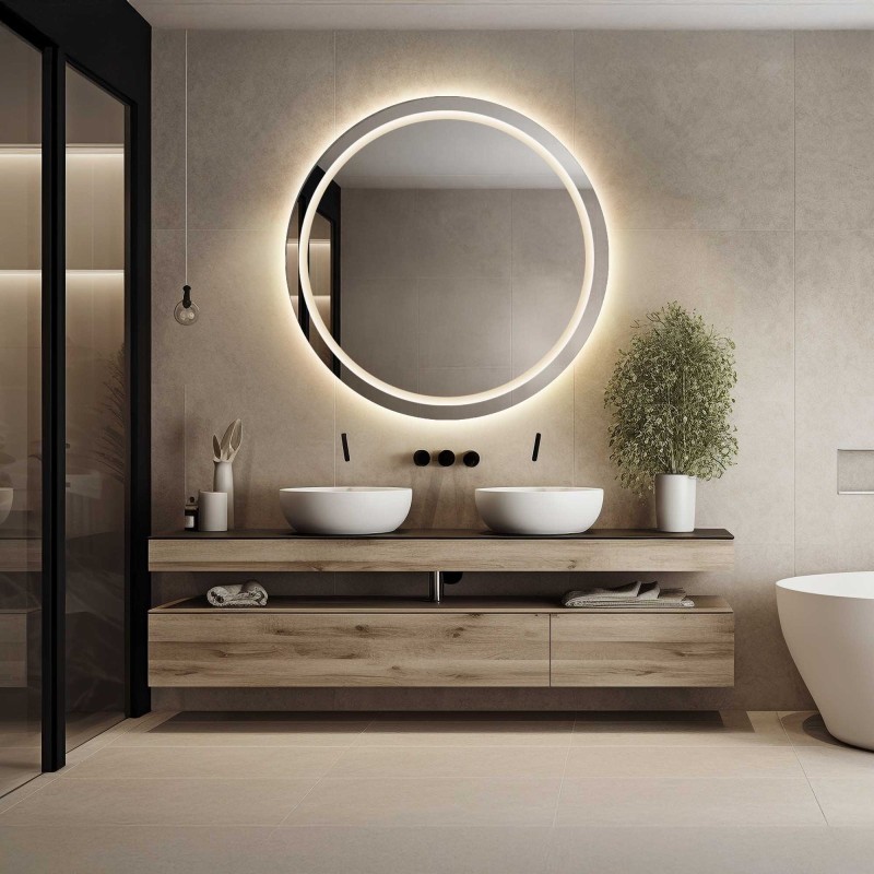 Miroir de salle de bain rond avec éclairage MAIA LED