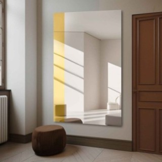 Grand miroir décoratif avec bande de brillance dorée - MORGAN